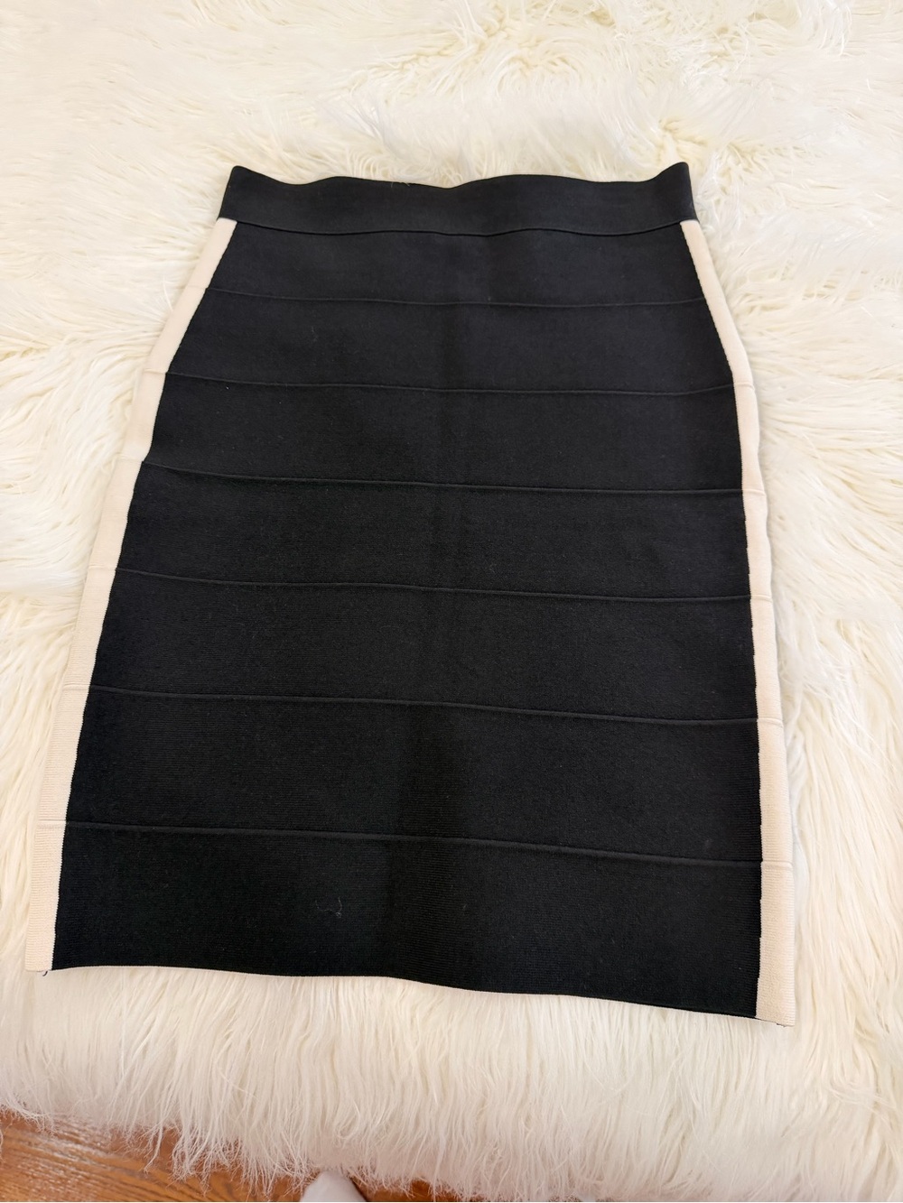 Romeo & Juliet Couture Black Pencil Skirt with Cream Side Panels